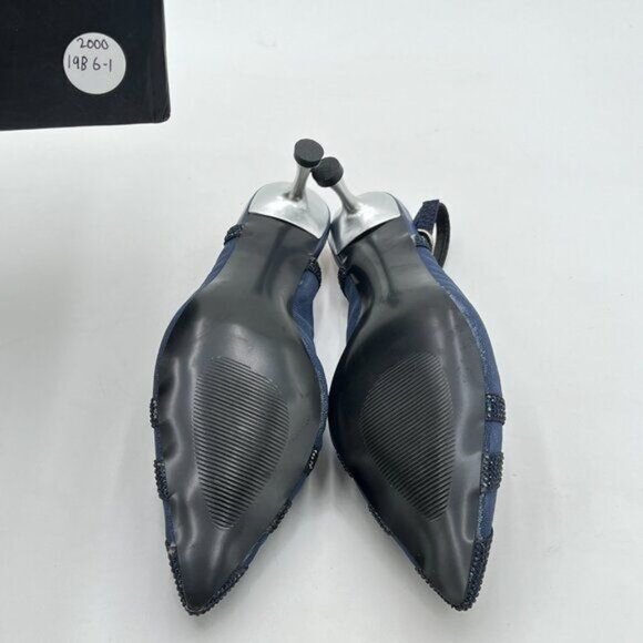 XYD Women Bridal Slingback Heels Pumps Closed Pointed Toe Slip On Mesh - Picture 6 of 8